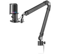 Mars Gaming MMIC-XT, Micrófono de Estudio Profesional Alta Definición 192Khz 24-bit, Brazo Omnidireccional, Soporte Antivibración, Filtro Pop Malla Metálica, Negro