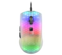 Mars Gaming MMR, Ratón Gaming RGB Chroma, Estructura Translúcida Ultra-Ligera 58 g, 12800 dpi, Switches Mecánicos HUANO, Blanco