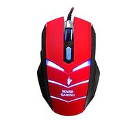 Mars Gaming MMVU1 - Ratón Gaming para PC (5000 dpi, Sensor óptico Avago, iluminación LED en 7 Colores, 6 Botones Gaming, Efecto respiración, aceleración 20 G, ambidiestro), Color Rojo y Negro