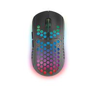 Mars Gaming MMW3, Ratón Gaming Inalámbrico Ultraligero Hive, RGB Flow, Sensor 3200 dpi, Switches Mecánicos HUANO, Batería Recargable, 2.4G USB, Negro