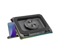 Mars Gaming MNBC-Ultra, Base Refrigeradora y Stand, Ventilador 140mm, Tecnología CoolCore Airflow, RGB Chroma, 5 Posiciones, Compatibilidad Portátiles hasta 18”, Soporte Smartphone, 4X USB-A, Negro