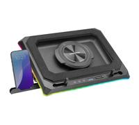 Mars Gaming MNBC-Ultra, Base Refrigeradora y Stand, Ventilador 140mm, Tecnología CoolCore Airflow, RGB Chroma, 5 Posiciones, Compatibilidad Portátiles hasta 18”, Soporte Smartphone, 4X USB-A, Negro