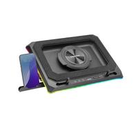 Mars Gaming MNBC-Ultra, Base Refrigeradora y Stand, Ventilador 140mm, Tecnología CoolCore Airflow, RGB Chroma, 5 Posiciones, Compatibilidad Portátiles hasta 18”, Soporte Smartphone, 4X USB-A, Negro