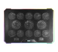 Mars Gaming MNBC13, Base Refrigeradora y Stand para Portátiles hasta 17”, Iluminación ARGB 10 Modos, 13x Ventiladores con LED Blanco, Regulable 8 Posiciones, Pantalla LCD, Soporte Smartphone, Negro