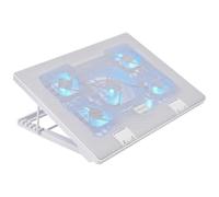 Mars Gaming MNBC2 Base Refrigeradora y Stand para Portátiles hasta 17.3” | Iluminación LED Azul, 5x Ventiladores UA5, Regulable 6 Posiciones, Estructura Acero, Rejilla Aluminio, 2x USB 2.0, Blanco