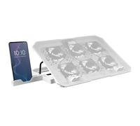 Mars Gaming MNBC23, Base Refrigeradora y Stand 16”, 6 x Ventiladores Controlables con LED Azul, Stand 6 Posiciones, Soporte Smartphone, 2 USB 2.0, Blanco