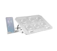 Mars Gaming MNBC23, Base Refrigeradora y Stand 16”, 6 x Ventiladores Controlables con LED Azul, Stand 6 Posiciones, Soporte Smartphone, 2 USB 2.0, Blanco