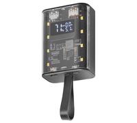 Mars Gaming MPK-10K, Power Bank Compacta 22.5W, Carga Rápida QC3.0 & PD3.0 10000mAh, Monitorización Inteligente de Batería con Carga Múltiple, Cordón + Linterna LED, Conectividad Universal, Negro
