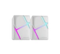 Mars Gaming MS-H, Altavoces Gaming RGB Flow, Drivers Invertidos y Sonido 3D-Surround 10W, Altavoces Compactos con Caja de Control de Volumen, Conexión Universal Jack 3.5mm, Blanco