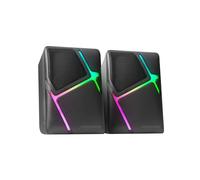 Mars Gaming MS-H, Altavoces Gaming RGB Flow, Drivers Invertidos y Sonido 3D-Surround 10W, Altavoces Compactos con Caja de Control de Volumen, Conexión Universal Jack 3.5mm, Negro