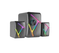 Mars Gaming MS-H21, Altavoces Gaming RGB 2.1 y Subwoofer 35W, Sistema Drivers Invertidos 3D Surround, Altavoces Compactos con Iluminación Dinámica RGB, Alimentación USB y Conector Jack 3.5mm, Negro