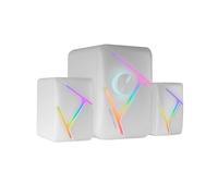 Mars Gaming MS-H21, Altavoces Gaming RGB 2.1 y Subwoofer 35W, Sistema Drivers Invertidos 3D Surround, Altavoces Compactos con Iluminación Dinámica RGB, Alimentación USB y Conector Jack 3.5mm, Blanco