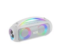 Mars Gaming MS-Pulse, Altavoz Bluetooth Portátil 50W RMS, Iluminación RGB, 2 Drivers Activos 93mm + 2 Drivers Pasivos Ultra-Bass, Función Manos Libres, USB/MicroSD/AUX/FM, Asa y Correa, Blanco