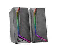 Mars Gaming MS72, Altavoces Gaming 15W, Iluminación RGB Flow, 2 Drivers Activos, Chipset DSP, Conexión Plug&Play USB y Jack 3.5mm, Rueda Control de Volumen y Puerto de Audio para Auriculares, Negro