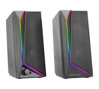 Mars Gaming MS72, Altavoces Gaming 15W, Iluminación RGB Flow, 2 Drivers Activos, Chipset DSP, Conexión Plug&Play USB y Jack 3.5mm, Rueda Control de Volumen y Puerto de Audio para Auriculares, Blanco