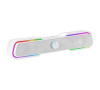 Mars Gaming MSBX, Barra de Sonido Gaming 10W, Iluminación RGB Dinámica, Procesador de Sonido DSP, Bluetooth 5.0 + Jack, Sonido Espacial Multi-Nivel, Blanco