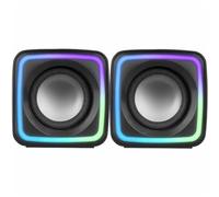 Mars Gaming MSCUBE, Altavoces Gaming Compactos 8W, Sonido DSP Espacial, Iluminación RGB Active-Flow, Control Box, Conectividad USB + Jack 3.5mm, Negro