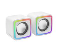 Mars Gaming MSCUBE, Altavoces Gaming Compactos 8W, Sonido DSP Espacial, Iluminación RGB Active-Flow, Control Box, Conectividad USB + Jack 3.5mm, Blanco