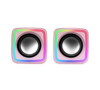 Mars Gaming - MSCUBEP Rosa, Altavoces Gaming RGB Compactos, Procesador Sonido DSP 8W, Control Volumen