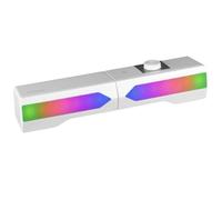 Mars Gaming MSDUO, Barra de Sonido + 2.0 Altavoces Gaming, RGB Mesh, Bluetooth 5.0 y Jack 3.5mm, Sonido DSP 15W, Blanco
