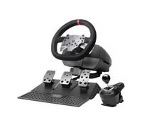 Mars Gaming MWH-RSX, Volante SimRacing con Force Feedback y Motor Dual, Set 3 Pedales con Resistencia Progresiva, Palanca de Cambios en H y 12 Marchas, 14 Botones Personalizables, PC, PS4, Xbox Series