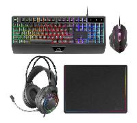 Mars Gaming MCP124PRO Combo RGB 4en1 Teclado H-Mech Ratón Auriculares Alfombrilla Español Negro
