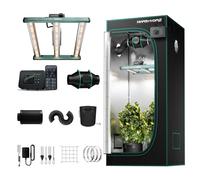 Mars Hydro Smart Growzelt Komplettset, FC1500 Samsung App Fernbedienung Dimmbar LED Lampe,80X80X160cm 1680D Hohe Reflektivität Mylar Grow Box Komplettset, 4" App intelligente Steuerung Lüftungsungssat