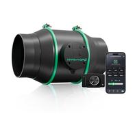 MARS HYDRO Ventilador de conducto en línea inteligente de 6 pulgadas con controlador de velocidad, control Bluetooth y WiFi, sensor de temperatura y humedad de muestra, ventilador en línea para