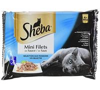Mars Sheba Mini Filets en Sauce pour Chat Adulte - Nourriture humide pour Chats - sélection aux poissons - Sachets fraîcheur 52 x 85g