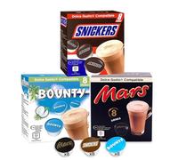 Mars, Snickers and Bounty Dolce Gusto Cápsulas de chocolate caliente - 24 Cápsulas de chocolate caliente