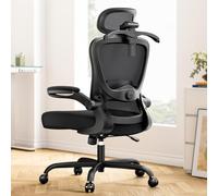 Marsail Silla de Oficina ergonómica con Soporte Lumbar Ajustable, reposacabezas y reposabrazos, Ajuste de Altura y función basculante, Color Negro Oscuro