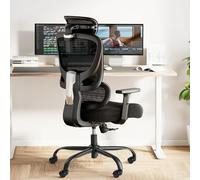 Marsail Silla de Oficina ergonómica con Soporte Lumbar Ajustable, reposacabezas y reposabrazos, Altura Regulable y función basculante
