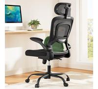 Marsail Silla de oficina ergonómica con soporte lumbar ajustable, silla de escritorio de respaldo alto con reposacabezas 2D y reposabrazos abatibles, silla de trabajo para computadora de juegos