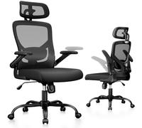 Marsail Silla de oficina ergonómica de malla con respaldo alto, soporte lumbar ajustable con reposacabezas y brazos elevables, silla giratoria para computadora para personas grandes y altas