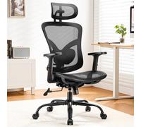 Marsail Silla de oficina ergonómica, silla de escritorio de malla para computadora con soporte lumbar ajustable, reposacabezas 2D y reposabrazos para arriba y abajo, silla ergonómica para juegos para