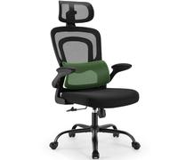 Marsail Silla de oficina ergonómica, silla de escritorio: silla de oficina de malla con respaldo alto con soporte lumbar, reposabrazos abatibles y reposacabezas 2D, silla de juegos con inclinación