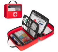 Marscamd Bolsa de primeros auxilios vacía impermeable con panel desmontable, pequeña bolsa médica con sistema Molle, color rojo (solo bolsa)