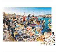 Marseille Fishing Port Puzzle 1000 Piezas Recyclable Paper Harbor Fish Market Adult Jigsaws Accesorios para Juegos de Fiesta Desarrollo de la Inteligencia de niños y niñas Educational 52x38cm/100...