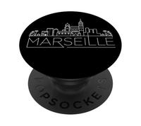 Marsella, Sur de Francia, Minimal Line Art, French Lovers PopSockets PopGrip Adhesivo