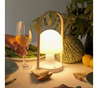 MARSET Lámpara de mesa LED recargable FollowMe, roble blanco, altura 29 cm