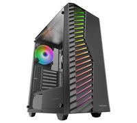 Mars Gaming MC-VOLT, Caja Gaming ATX, Ventilador ARGB 120mm, Rejilla Frontal ARGB, Ventana Lateral Completa Cristal Templado, Gestión de Cableado, Semitorre PC con Soporte Refrigeración Líquida, Negro