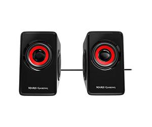 MARSGAMING MS1, altavoces 10W, subwoofer, Jack 3.5mm, Pc/Mac/smartphone/tablet, Negro/Rojo