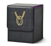 Marsguard MTG Deck Box con 2 separadores de tarjetas, tiene capacidad para más de 100 tarjetas de una sola manga, funda de piel sintética para TCG (negro) (negro y morado, más de 100)