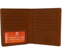 MARSHAL Cartera plegable para tarjetas de crédito con bloqueo RFID, piel de cordero de alta calidad, Antiguo, M, Bifold