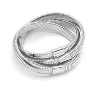 Marshal Metal Moda Pulsera Omega Stretch Triple Cobra Pulsera (10mm x3) (Plata)