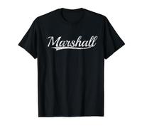 Marshall Vintage Inspired Throwback Varsity Style Camiseta gráfica económica, Hombre, Negro, M