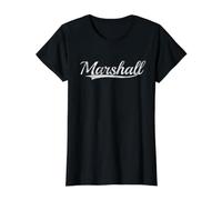 Marshall Vintage Inspired Throwback Varsity Style Camiseta gráfica económica, Mujer, Negro, M