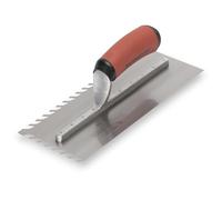 Marshalltown Lay Flat llana dentada, muesca 10 mm, acero al carbono, mango Durasoft, tamaño: 279x114 mm