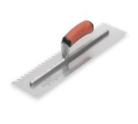 Marshalltown Lay Flat llana dentada, muesca 10 mm, acero al carbono, mango Durasoft, tamaño: 406x102 mm