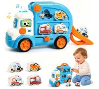 Marstone Juguete de autobús para bebé con pista de carreras y juego a partir de 1, 2 y 3 años, juguete para niños Montessori con música y luz para 18 - 24 meses, STEM juguete educativo, regalo para